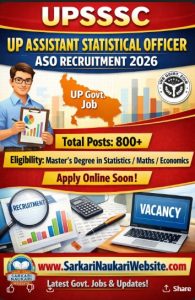 UPSSSC UP Assistant Statistical Officer ASO Recruitment 2026 Apply Online for 929 Post