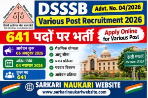 Delhi DSSSB Various Post Recruitment 2026 641 