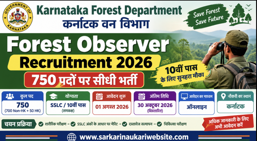 Karnataka Forest Department Forest Observer Recruitment 2026